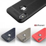 Wholesale iPhone X (Ten) TPU Leather Armor Hybrid Case (Red)